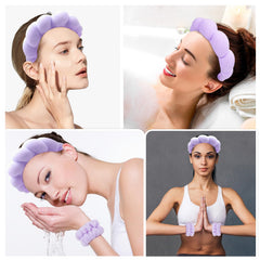 Bandeau spa Zkptops violet en tissu chenille, texture douce et agréable