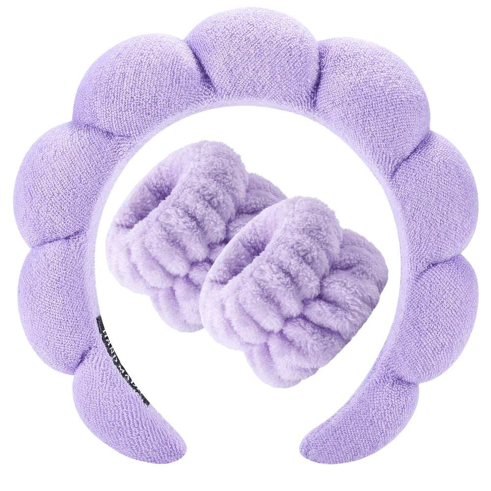 Bandeau spa Zkptops pour visage violet, maintient les cheveux loin du visage pendant le soin