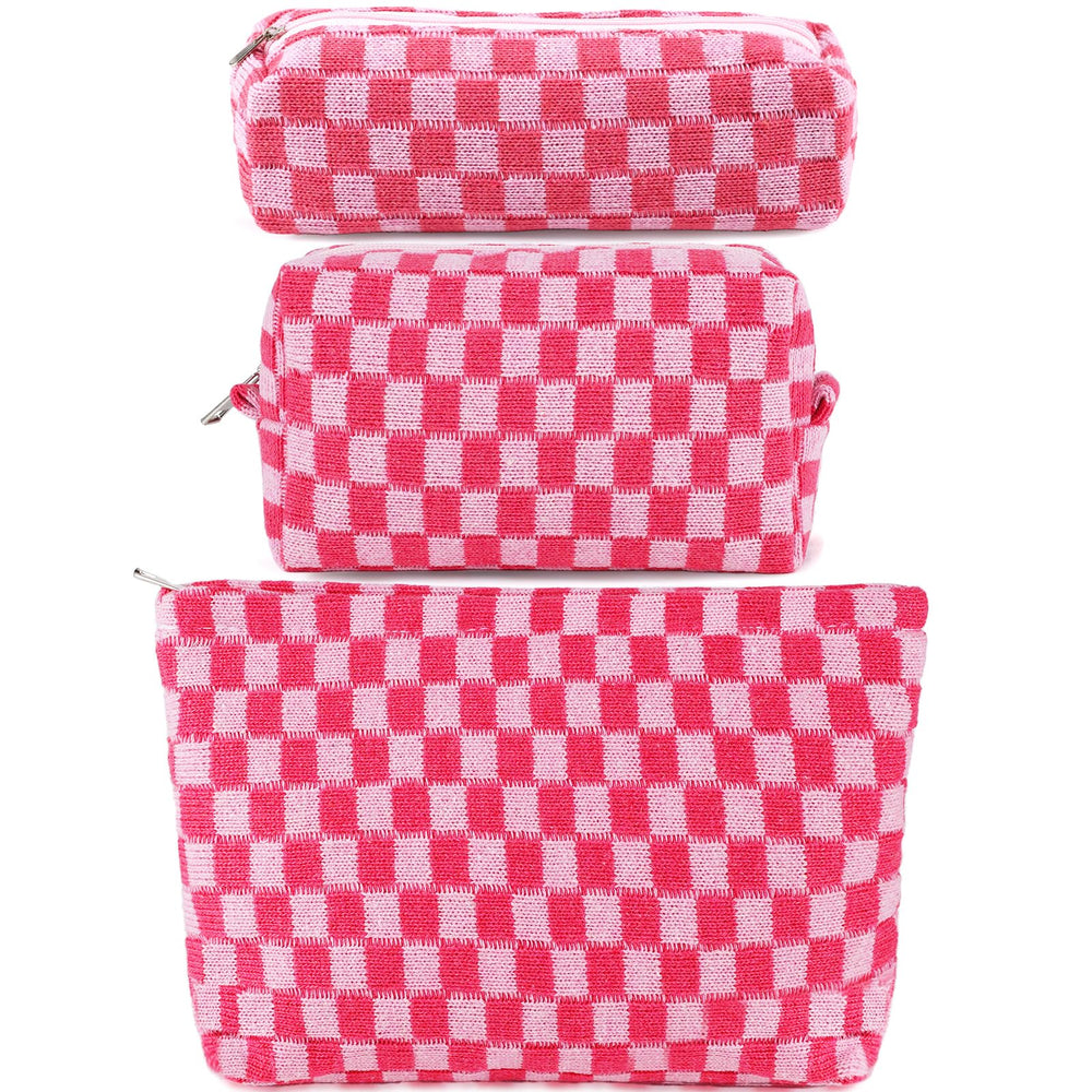 Trousse ZLFSRQ à carreaux ensemble, grande capacité pour maquillage et soins.