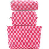 Trousse ZLFSRQ à carreaux ensemble, grande capacité pour maquillage et soins.