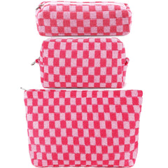 Trousse ZLFSRQ à carreaux ensemble, grande capacité pour maquillage et soins.