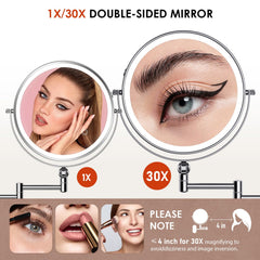 Miroir ZLOKLA double face 1X/30X pour maquillage et détails nets.