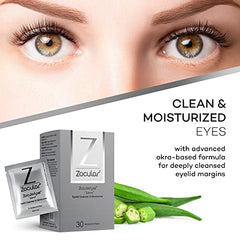 Formule Okra Zocular ZocuWipe pour un nettoyage doux.