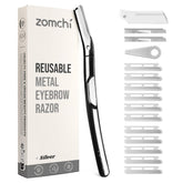 Rasoir ZOMCHI pour sourcils avec manche métallique, prise en main sûre et précise.