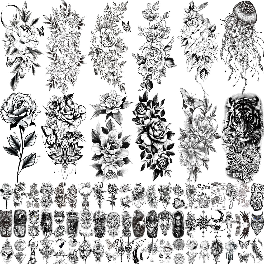 Tatouages temporaires Zomme 82 feuilles dans l emballage prêt à essayer.