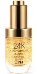ZPM 24K Gold Serum bottle cap showcases luxury anti-aging care for daily use.