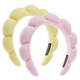 Bandeau spa Ztomine en éponge rose, idéal pour garder les cheveux hors du visage lors du lavage.