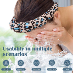 Bandeau Ztomine leopard croissant, parfait pour maquillage sans cheveux.