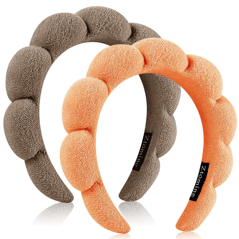 Bandeau Ztomine pour spa visage, croissant kaki foncé, maintient les cheveux hors du visage.