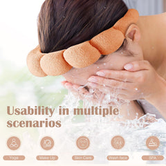 Bandeau Ztomine pour spa visage, croissant orange vif, idéal pour maquillage sans gêner les cheveux.
