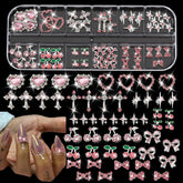 ZUMILLMN charme noeud rose argent, parfait pour un art des ongles élégant.