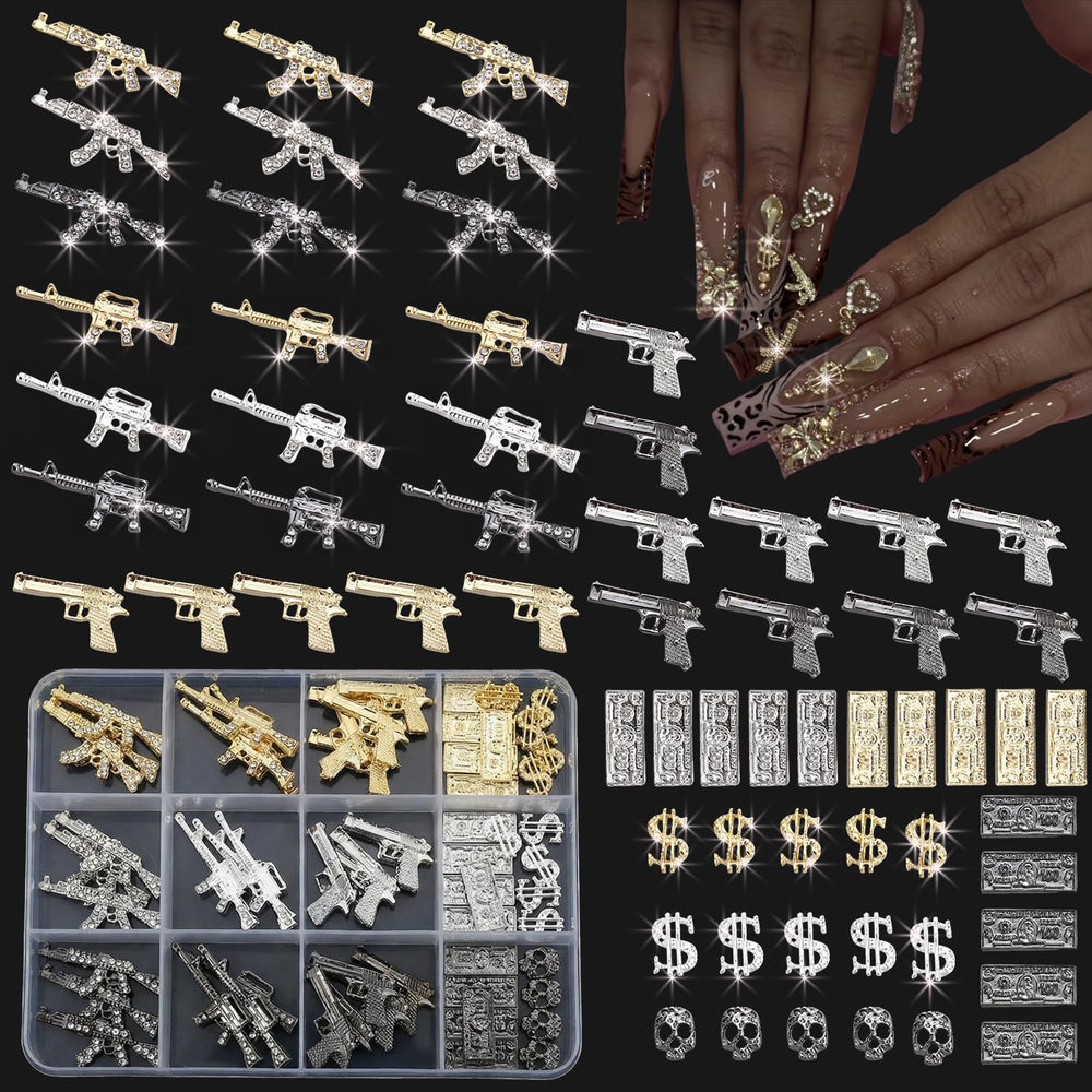 Charms ZUMILLMN ongles 3D dollars alliage doré, look élégant et durable pour manucure.