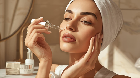 Routine soin visage avec sérum et crème hydratante pour peau éclatante