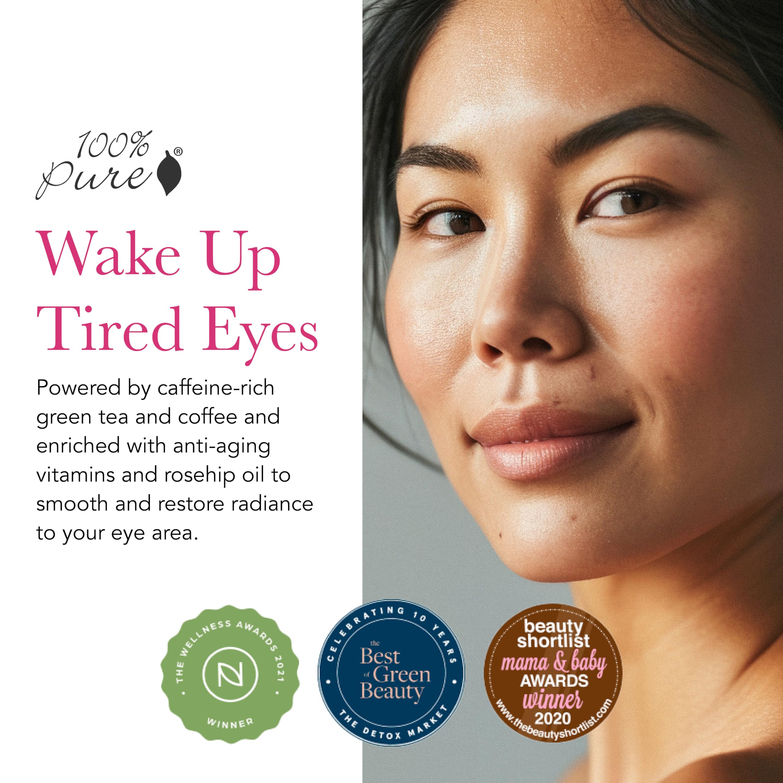 Application de la crème yeux 100% PURE sur le contour.
