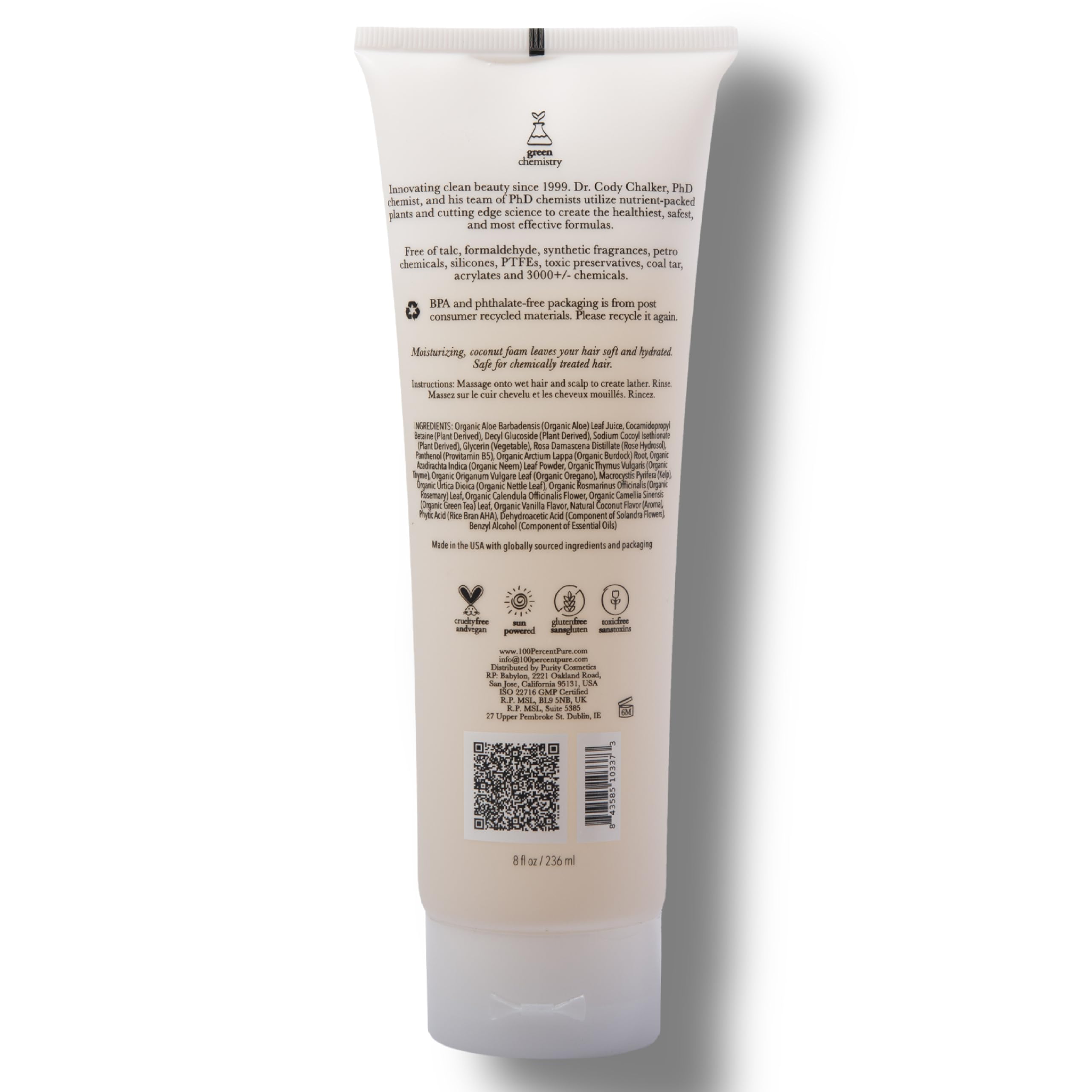 100% PURE Cheveux revitalisés – brillance naturelle après utilisation.