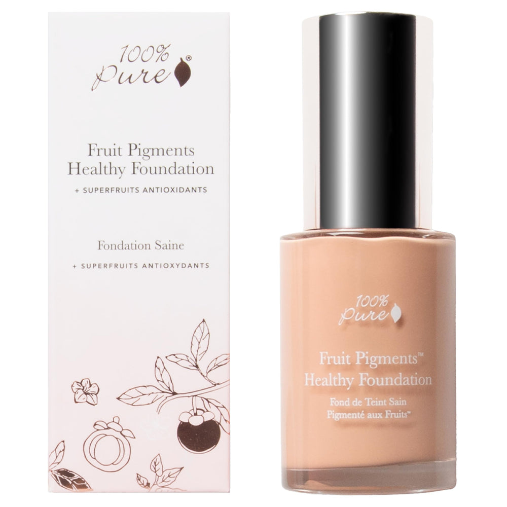 Fond de teint 100% PURE en teinte sable clair, pigmentation fruits pour teint naturel