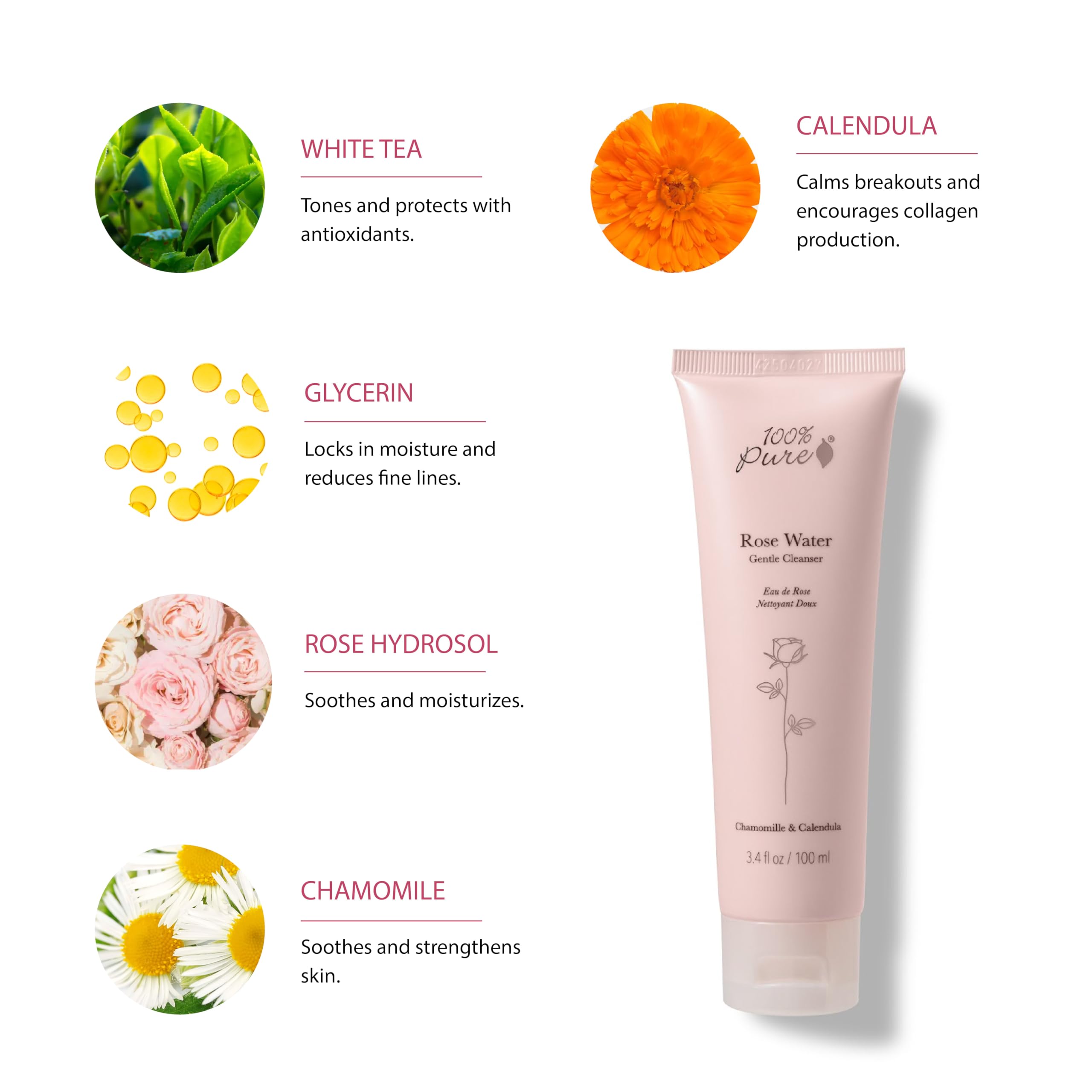 100% PURE texture gel rose qui purifie et hydrate