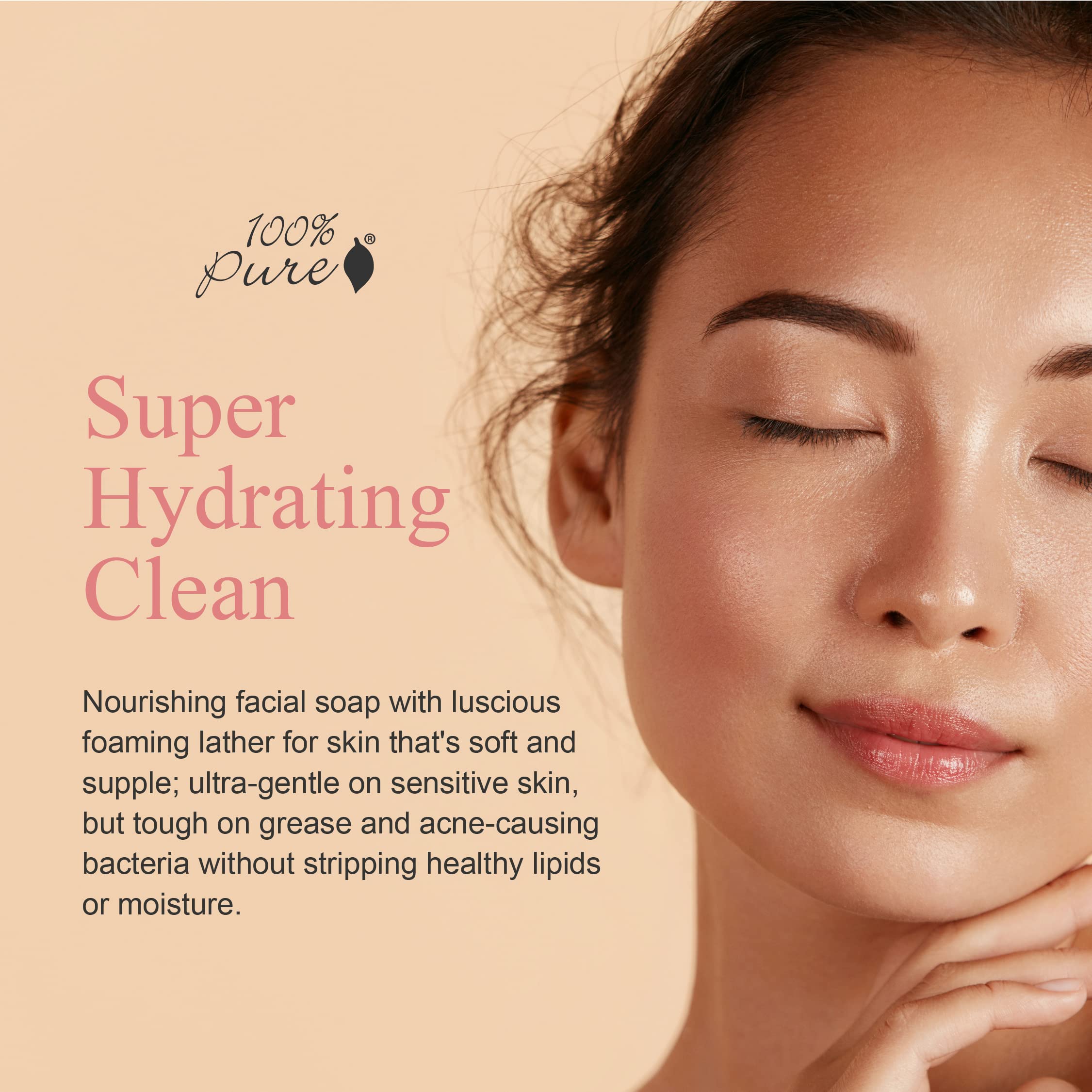 100% PURE mousse nettoyante visage: mousse riche pour une peau propre sans tiraillement