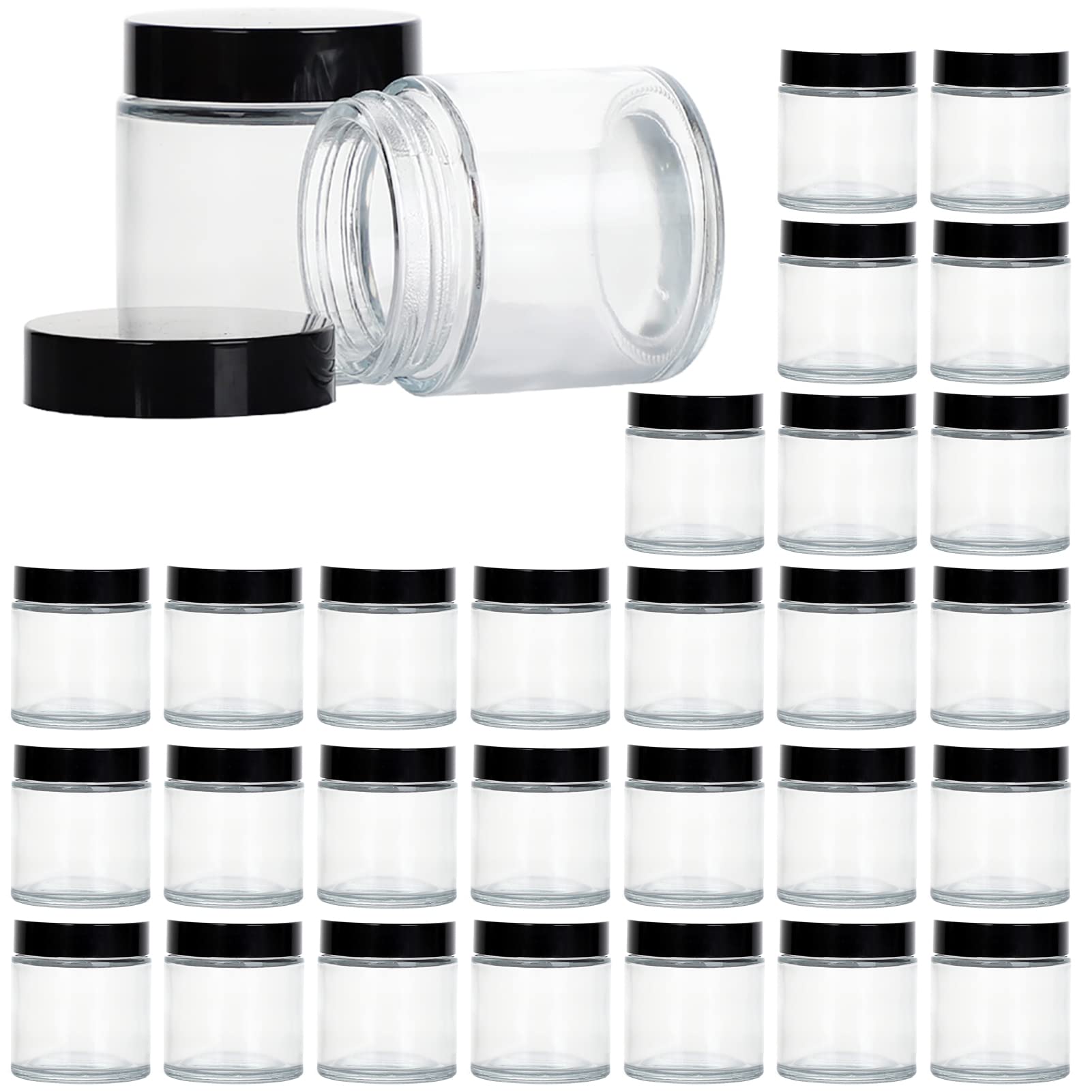 Bocal en verre 4 oz 11 Hoa Kinh avec couvercle noir, stockage sûr.