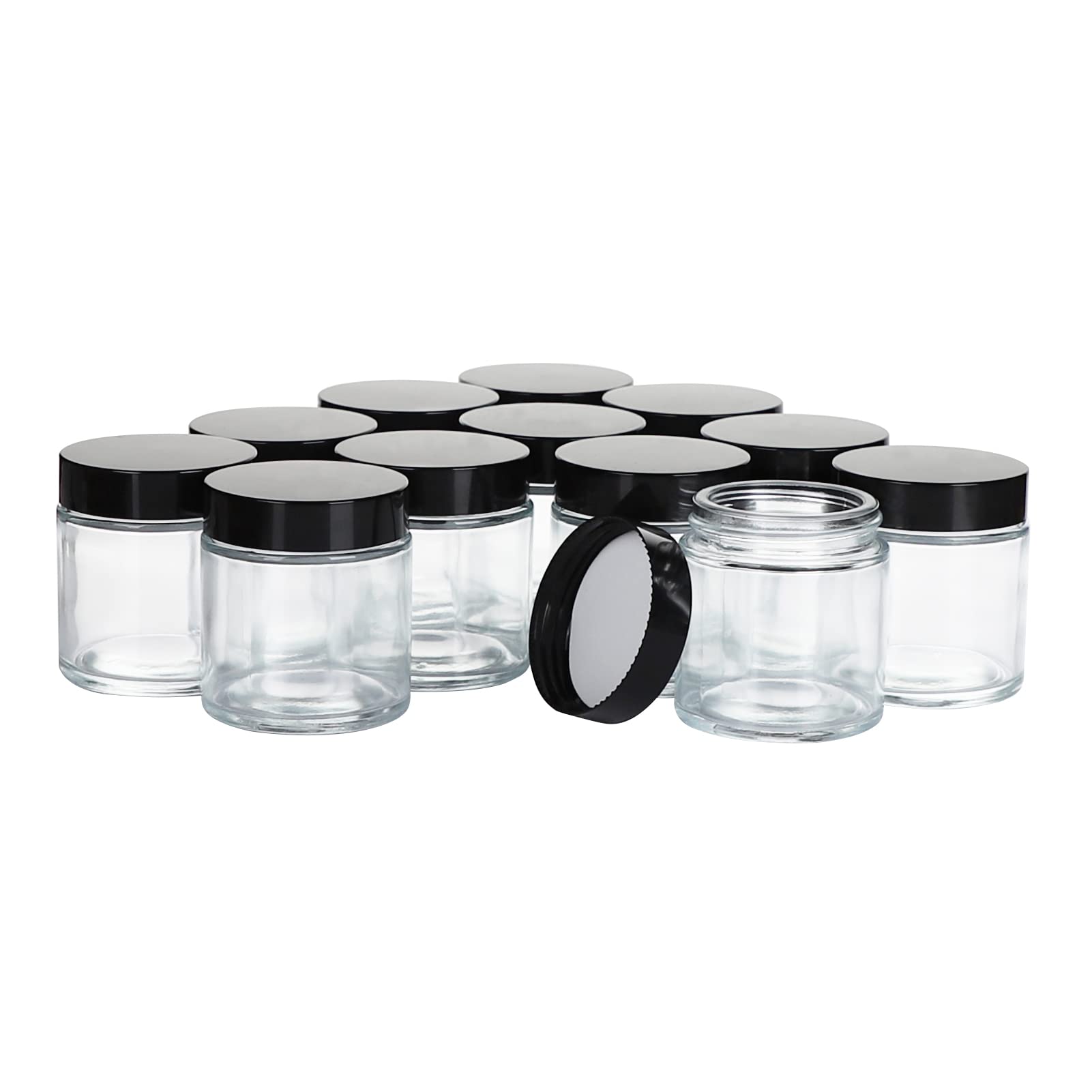 Bocal en verre 4oz de 11 Hoa Kinh avec couvercle noir, idéal pour transporter lotions.