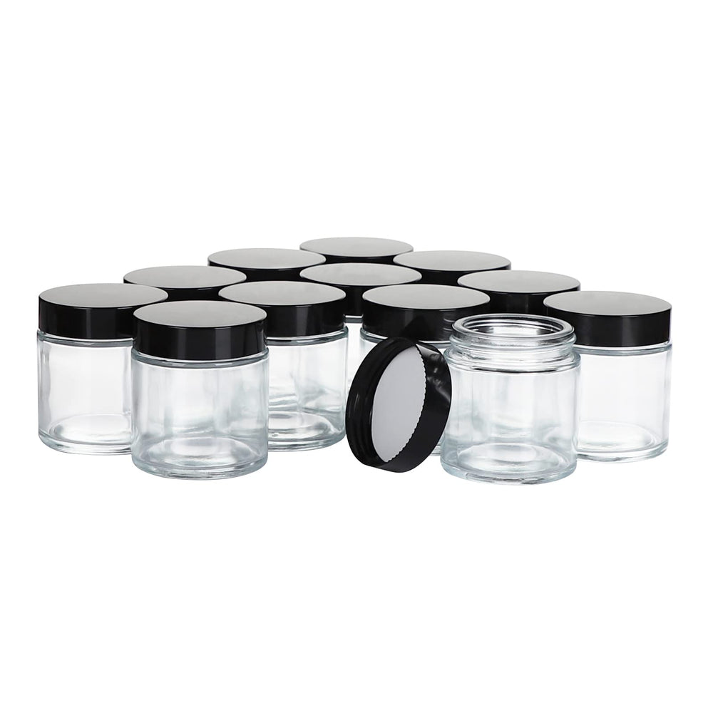 Bocal en verre 4oz de 11 Hoa Kinh avec couvercle noir, idéal pour transporter lotions.