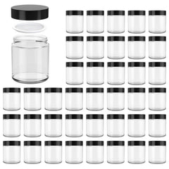 11 Hoa Kinh bocal-verre-clair-4oz avec couvercle noir, idéal pour cosmétiques.