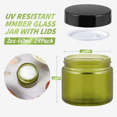 Bocal en verre vert 2oz 11 Hoa Kinh etanche, protege lotions.