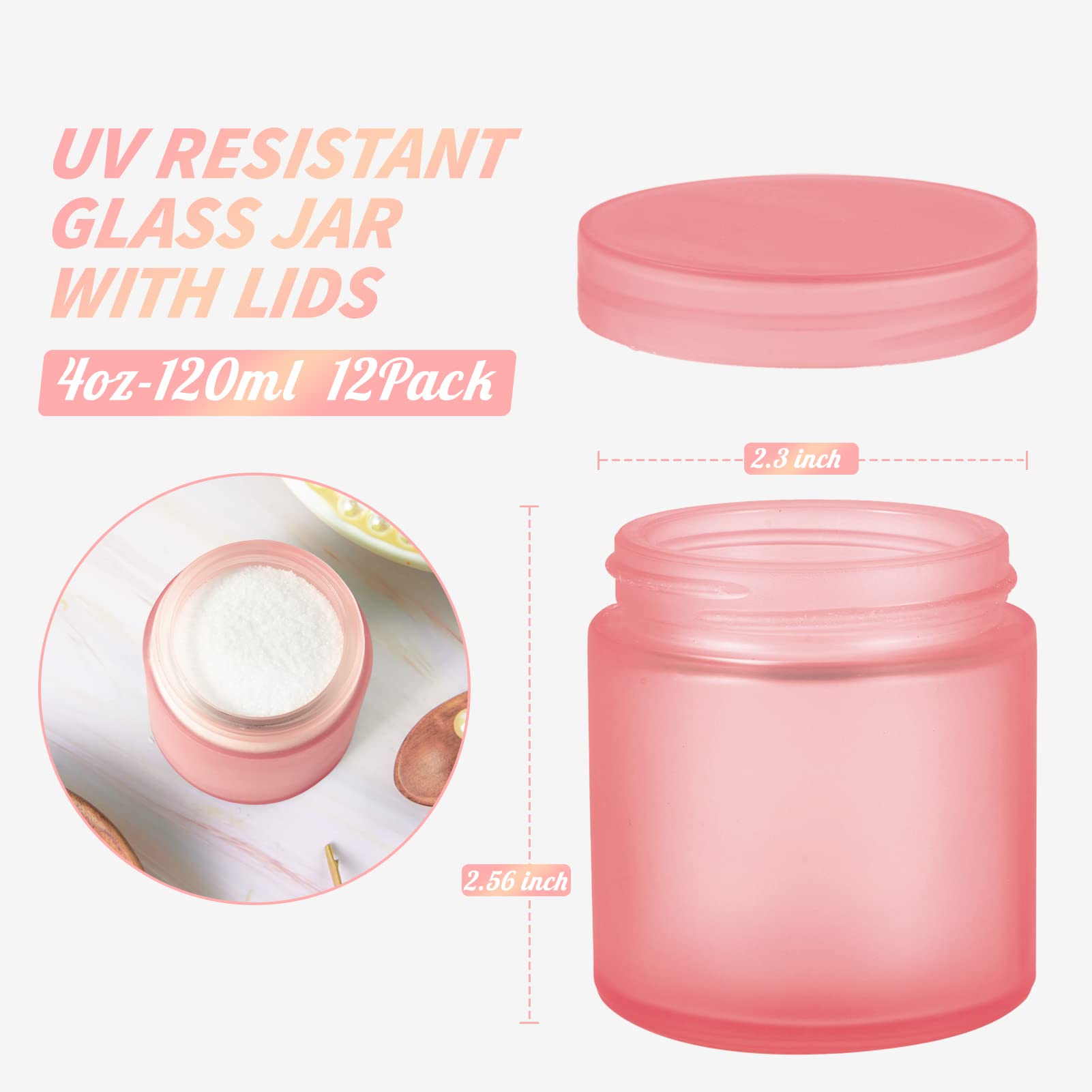 Ensemble de 12 bocaux Hoa Kinh en verre rose givré pour rangement