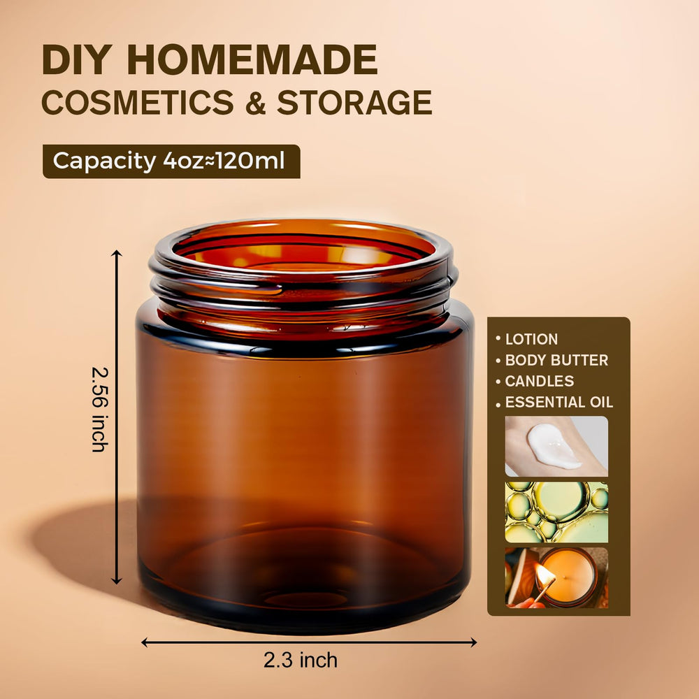 11 Hoa Kinh pot-verre-ambre 4oz bouchon noir, stockage sécurisé et pratique.