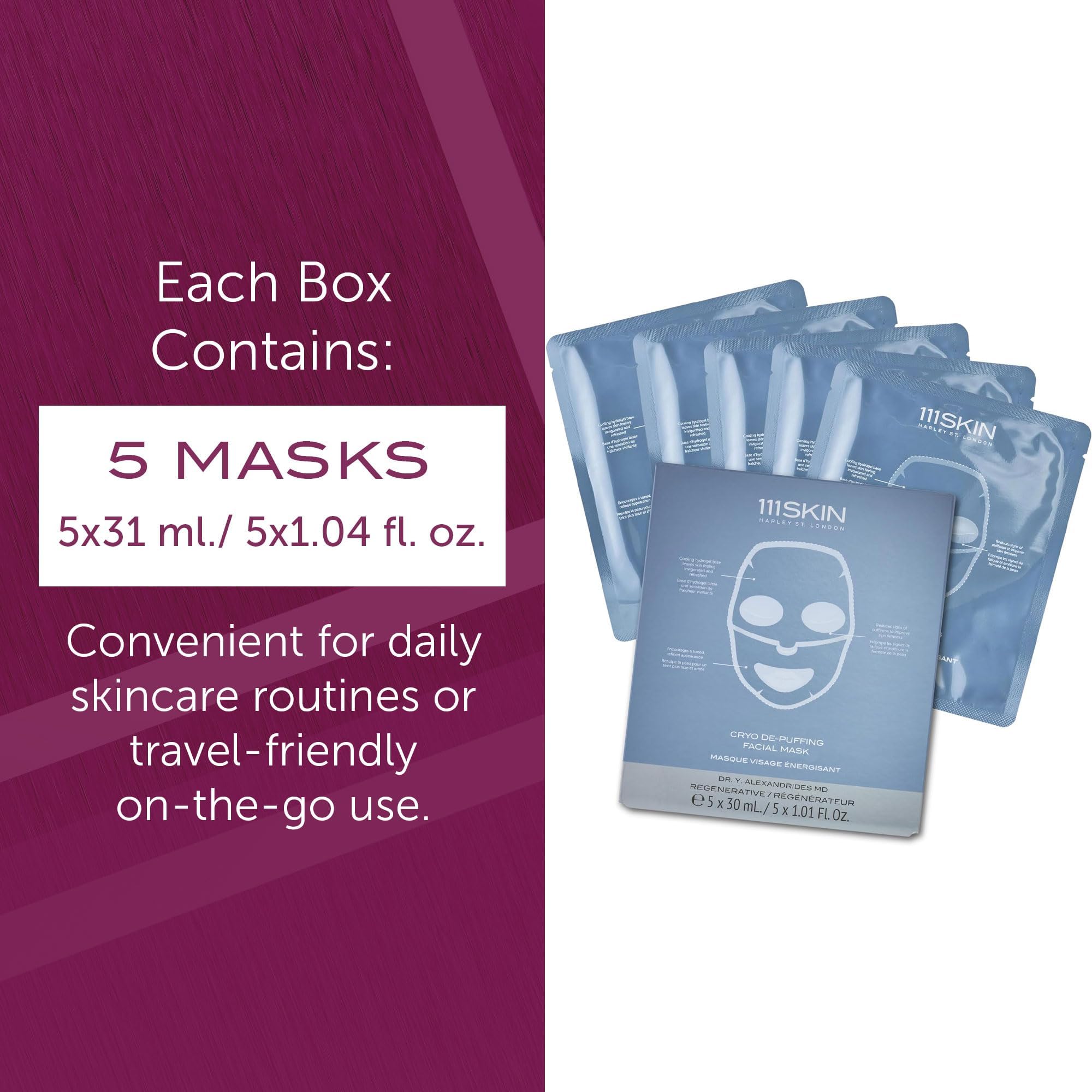 111SKIN Coffret cinq masques de 30 ml chacun.