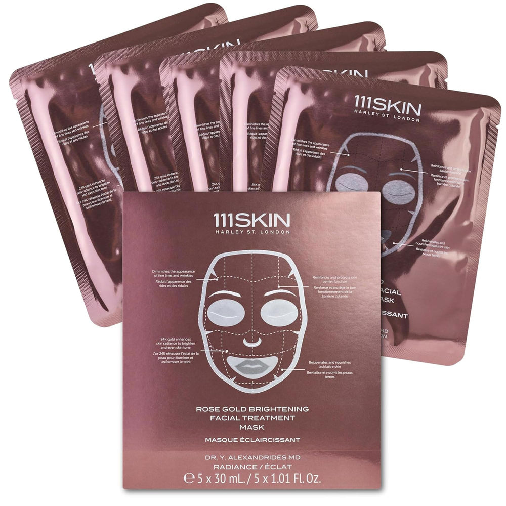 111SKIN Masque Or Rose – brillance instantanée et peau hydratée.