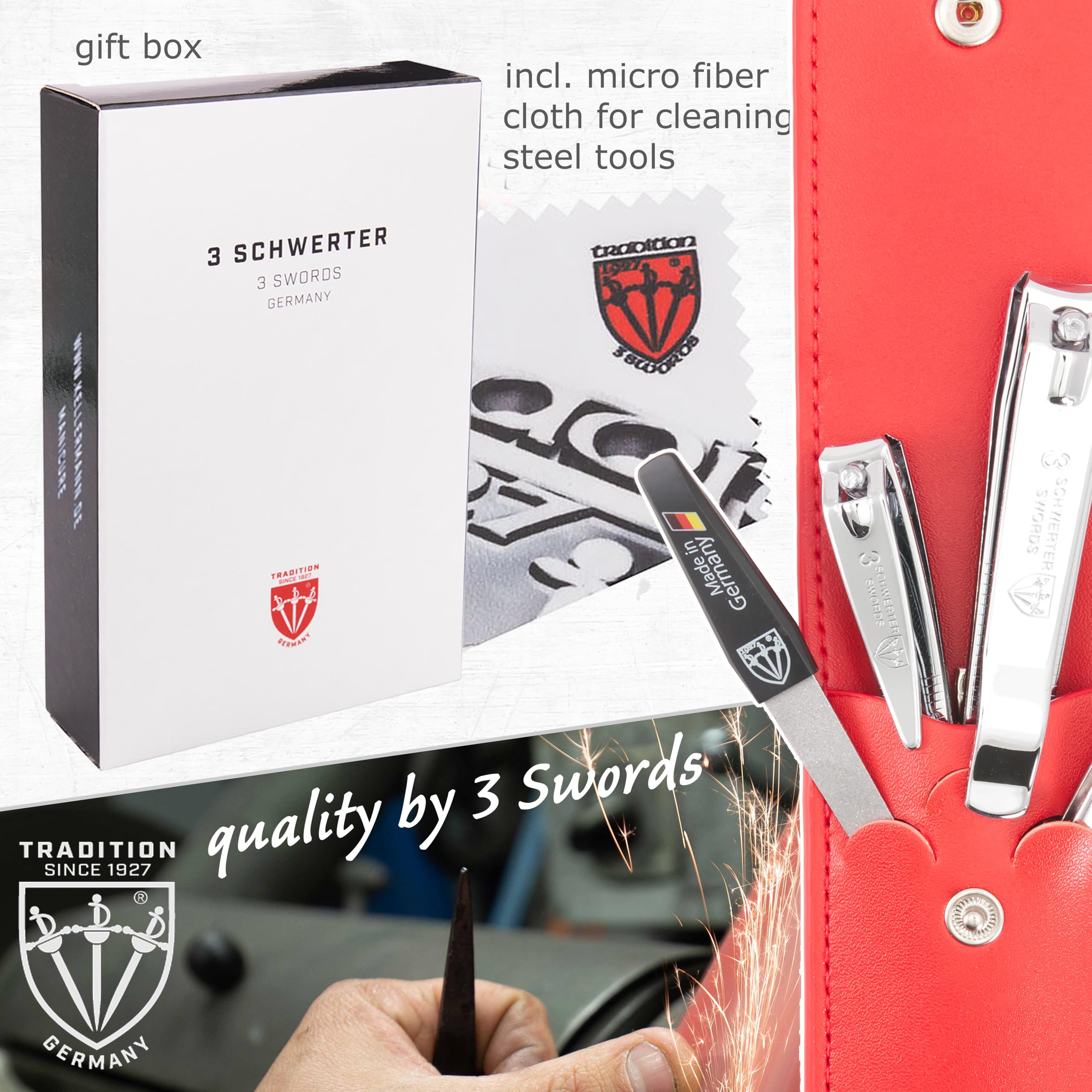3 Swords Germany: coffret-cadeau-soin-ongles, idéal pour homme et femme.