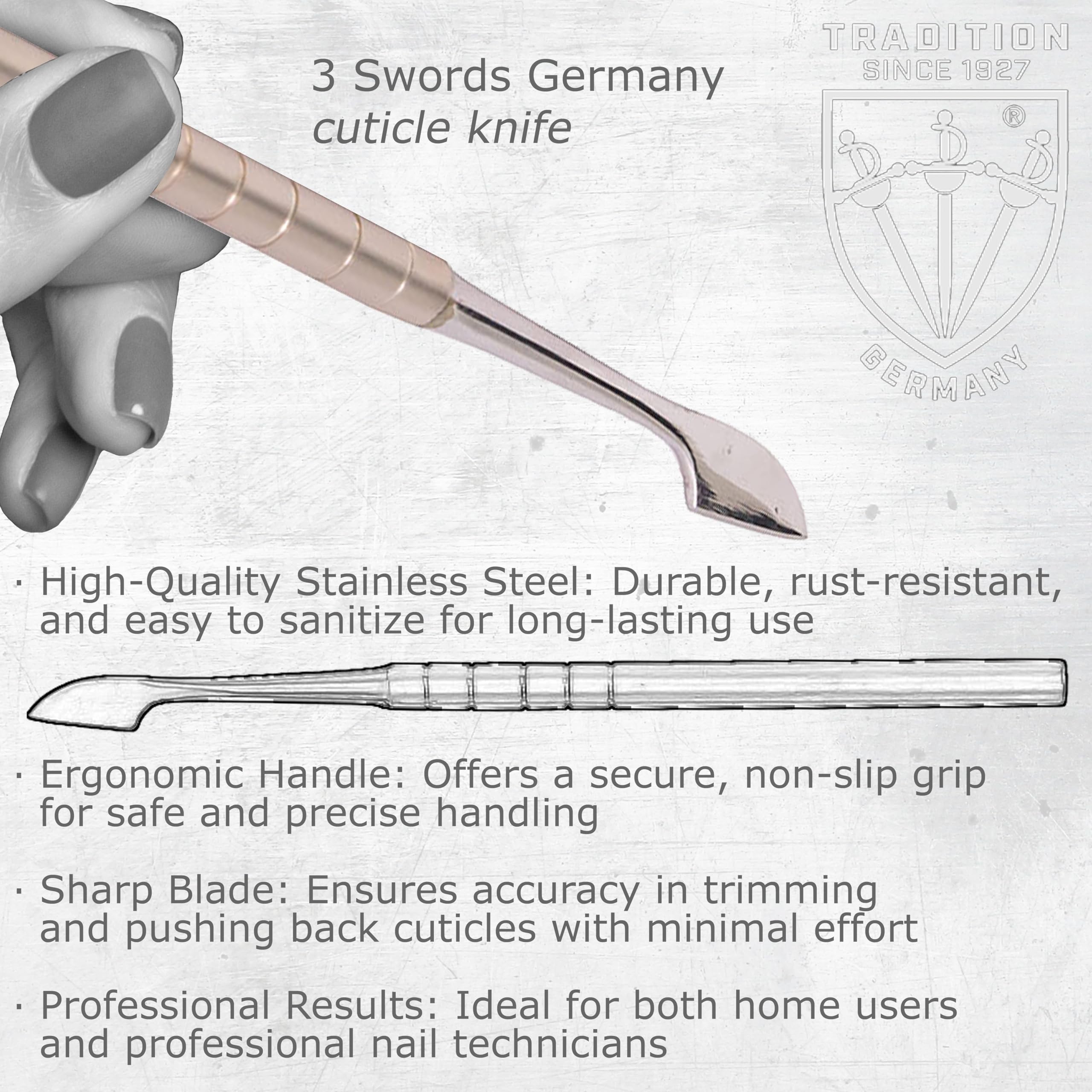 3 Swords Germany - Couteau cuticule, outil fiable pour retirer les peaux indésirables.