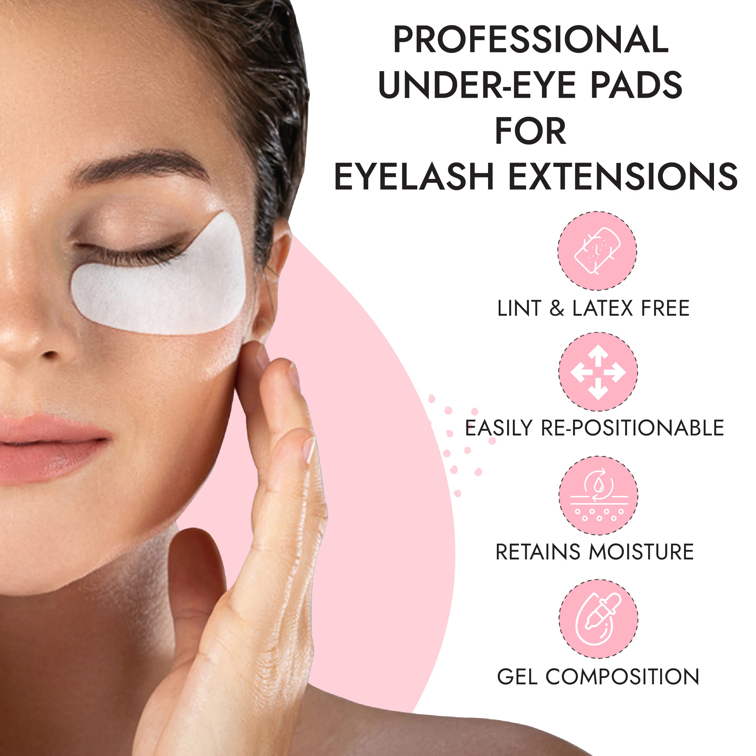 Patchs Biogel Sous‑Œil 3D Beauty; anti-glissement pour une pose rapide et précise.