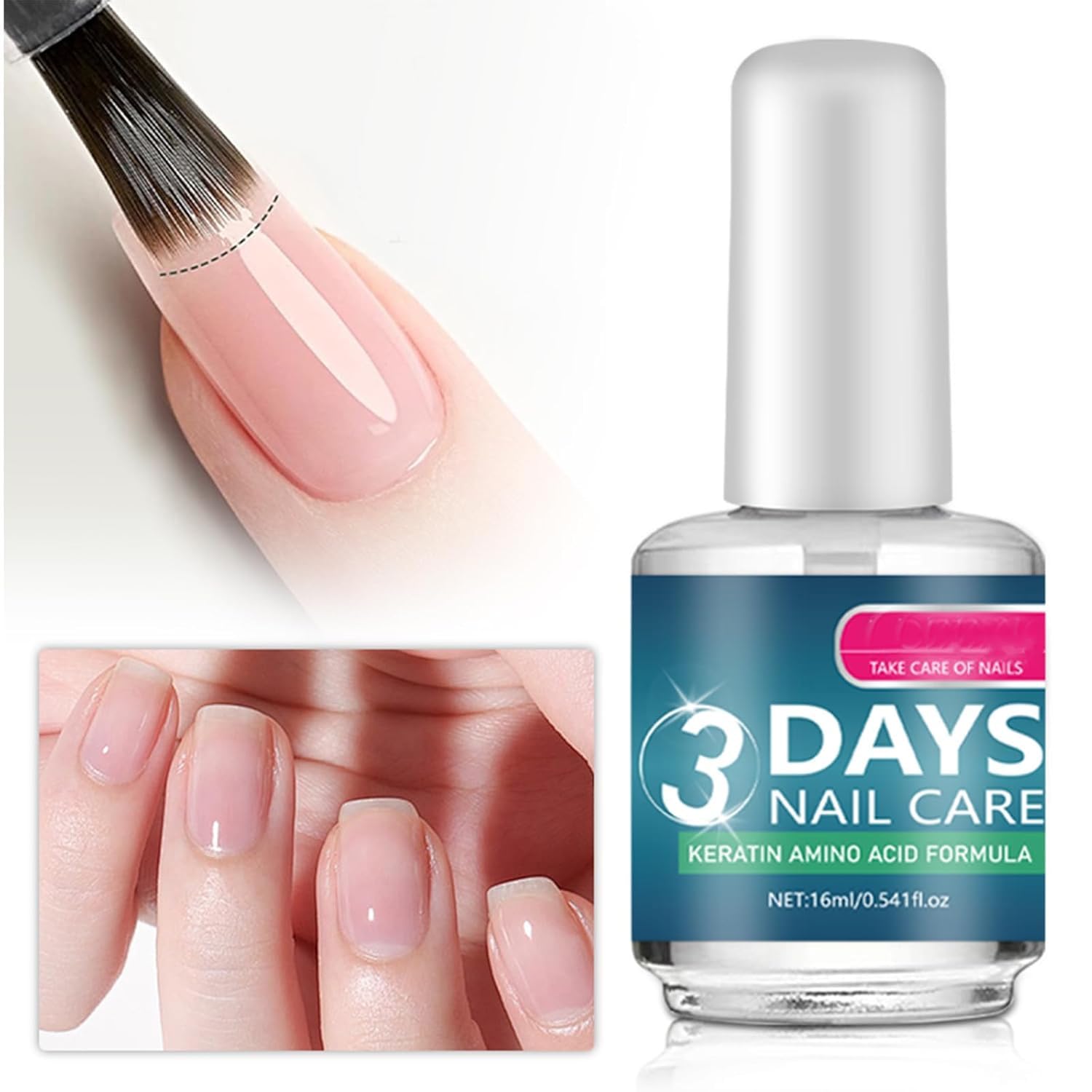 Formule kératine et acides aminés pour des ongles plus solides.