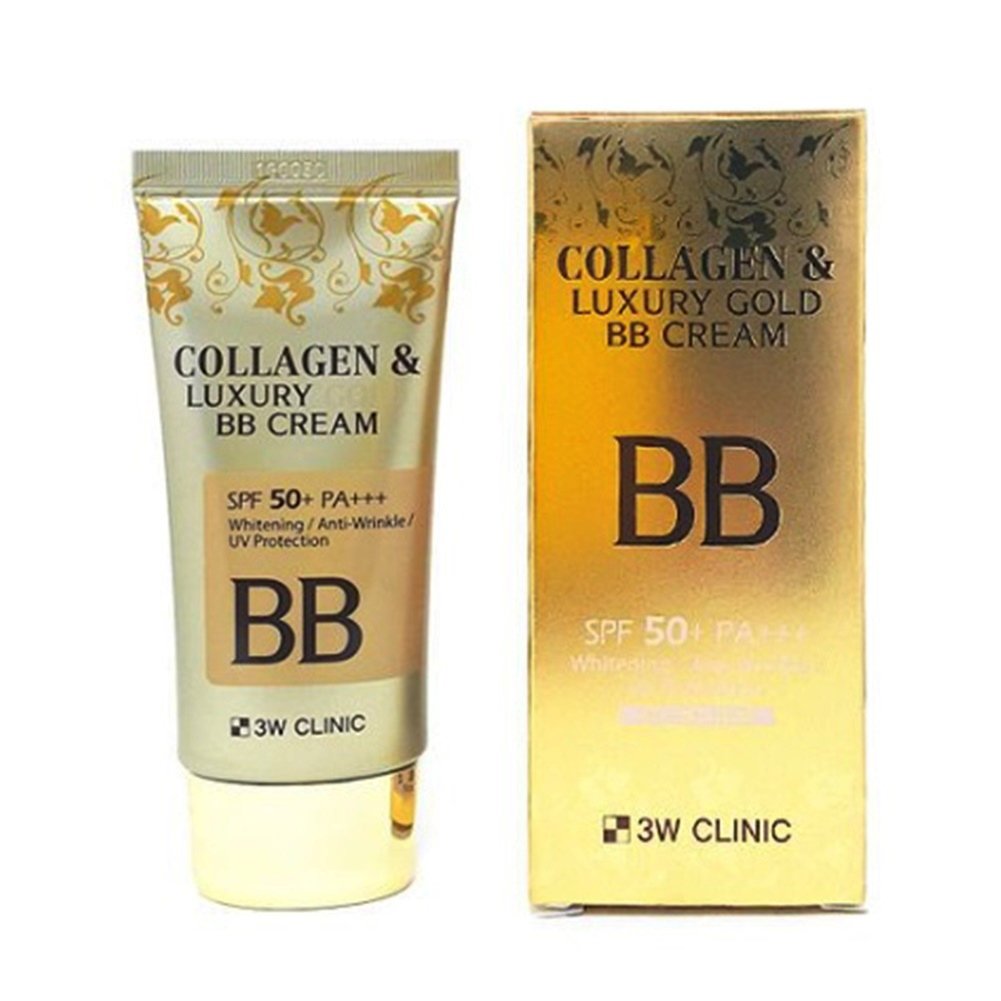 3W Clinic Crème BB collagène luxe or — texture satinée prête à lisser le teint