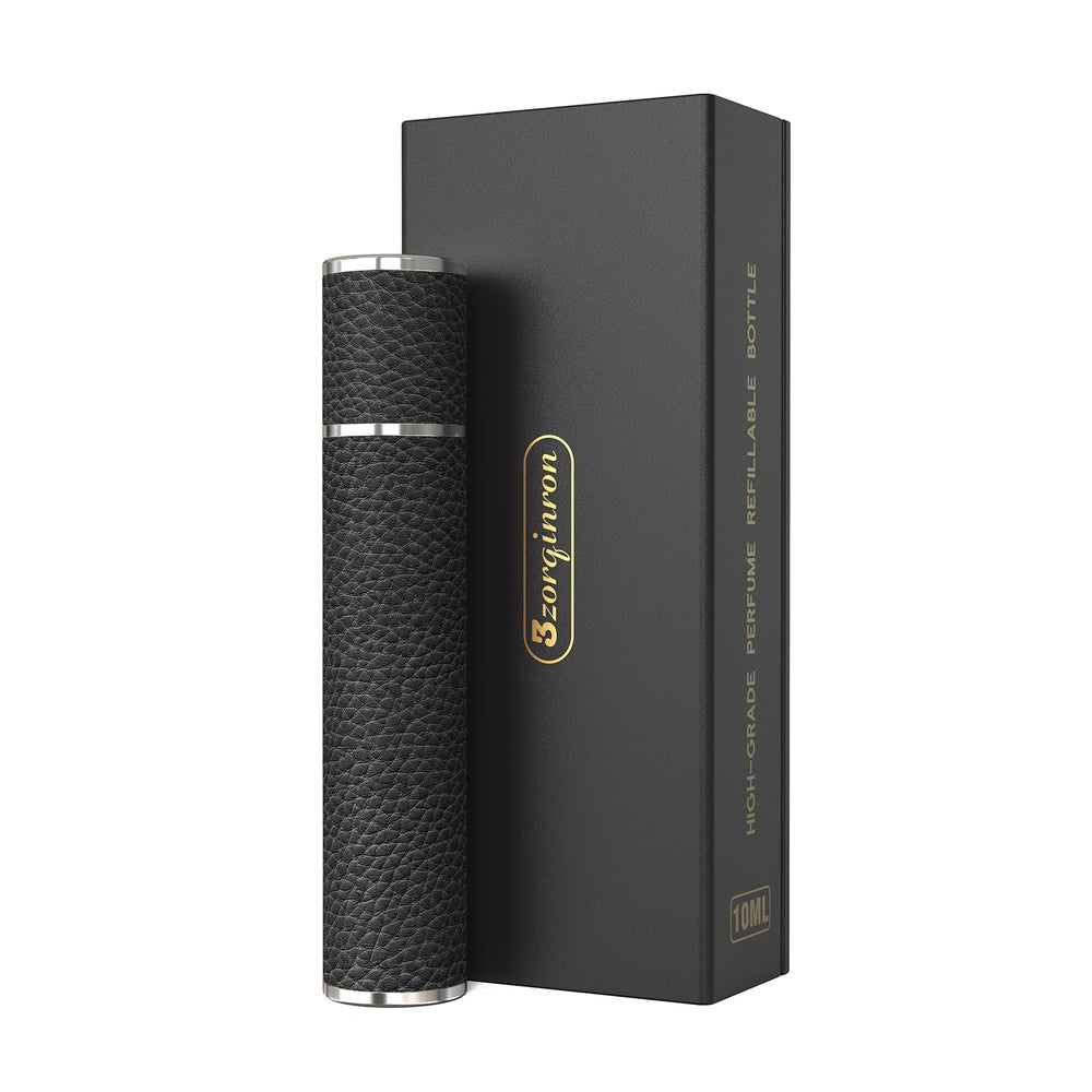 3zorqinron atomiseur cuir veritable noir capuchon élégant et durable.