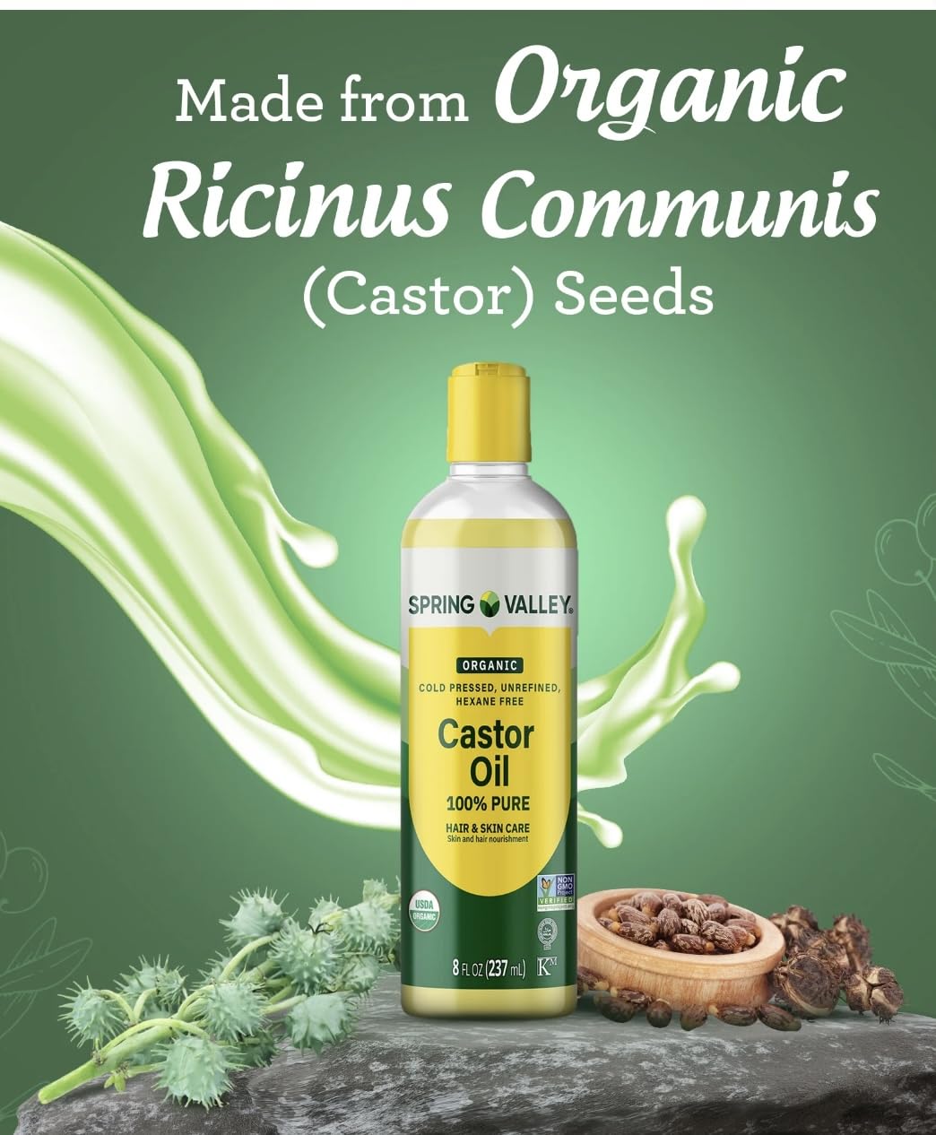4 TOP CARE castor oil on skin for moisture and nourishment.