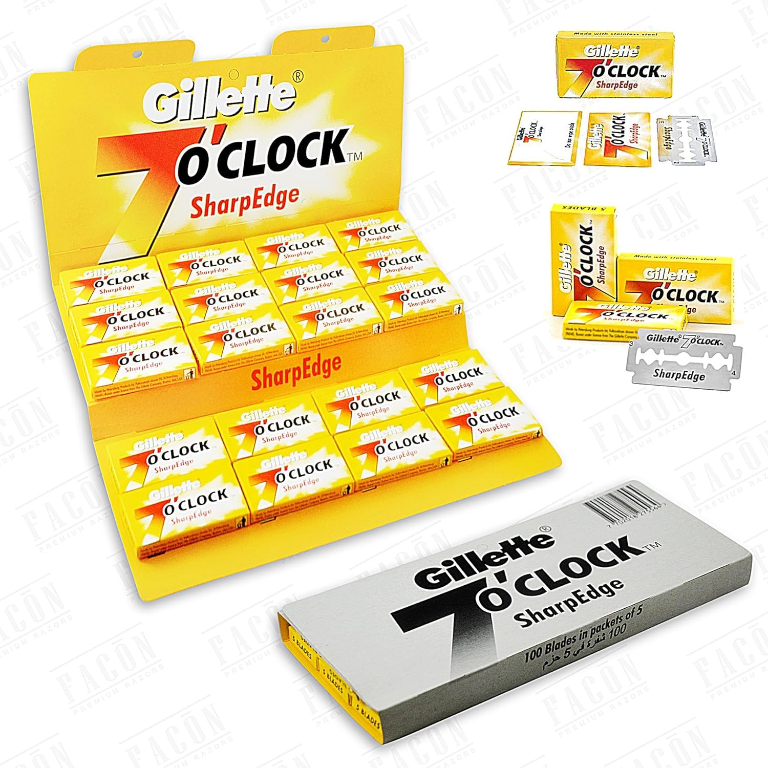 Lames 7'0Clock SharpEdge platine – pack complet pour un rasage fluide