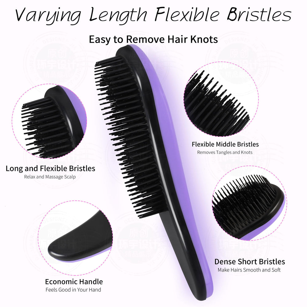 79STYLE brosse démêlante enfants anti-nœuds, violet, 3 pièces