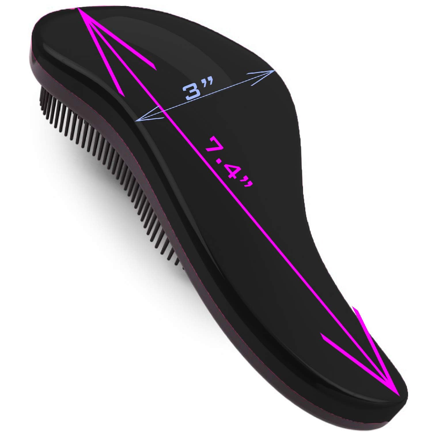 Brosse démêlante 79STYLE noire sur cheveux bouclés pour travail en douceur.