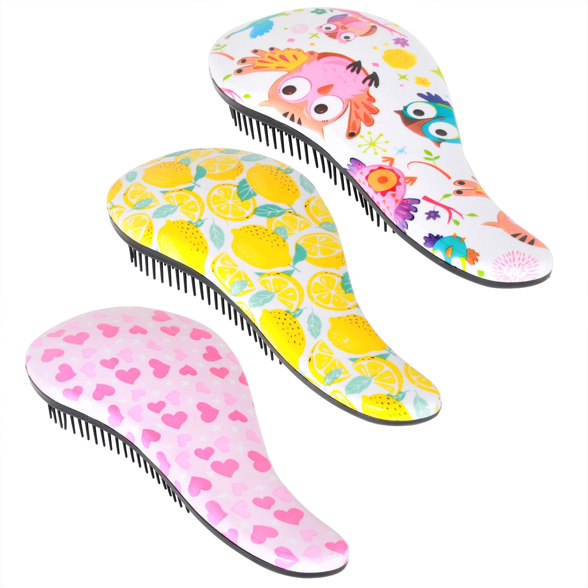 79STYLE brosse démêlante ensemble citron vue générale, idéale pour démêler les cheveux d'enfants.