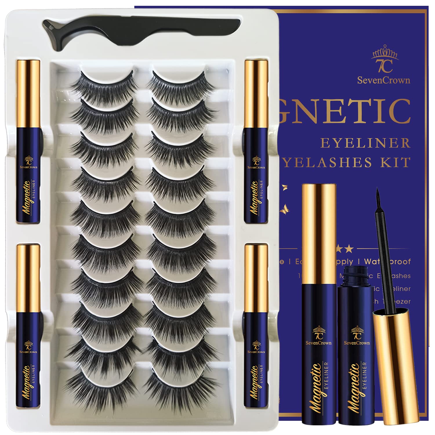 7C SEVENCROWN cils magnétiques 3D avec liner: regard naturel et tenue durable.