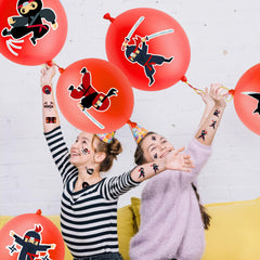 Tatouages pré-découpés ninja 91BALLOONS, pose rapide sans ciseaux