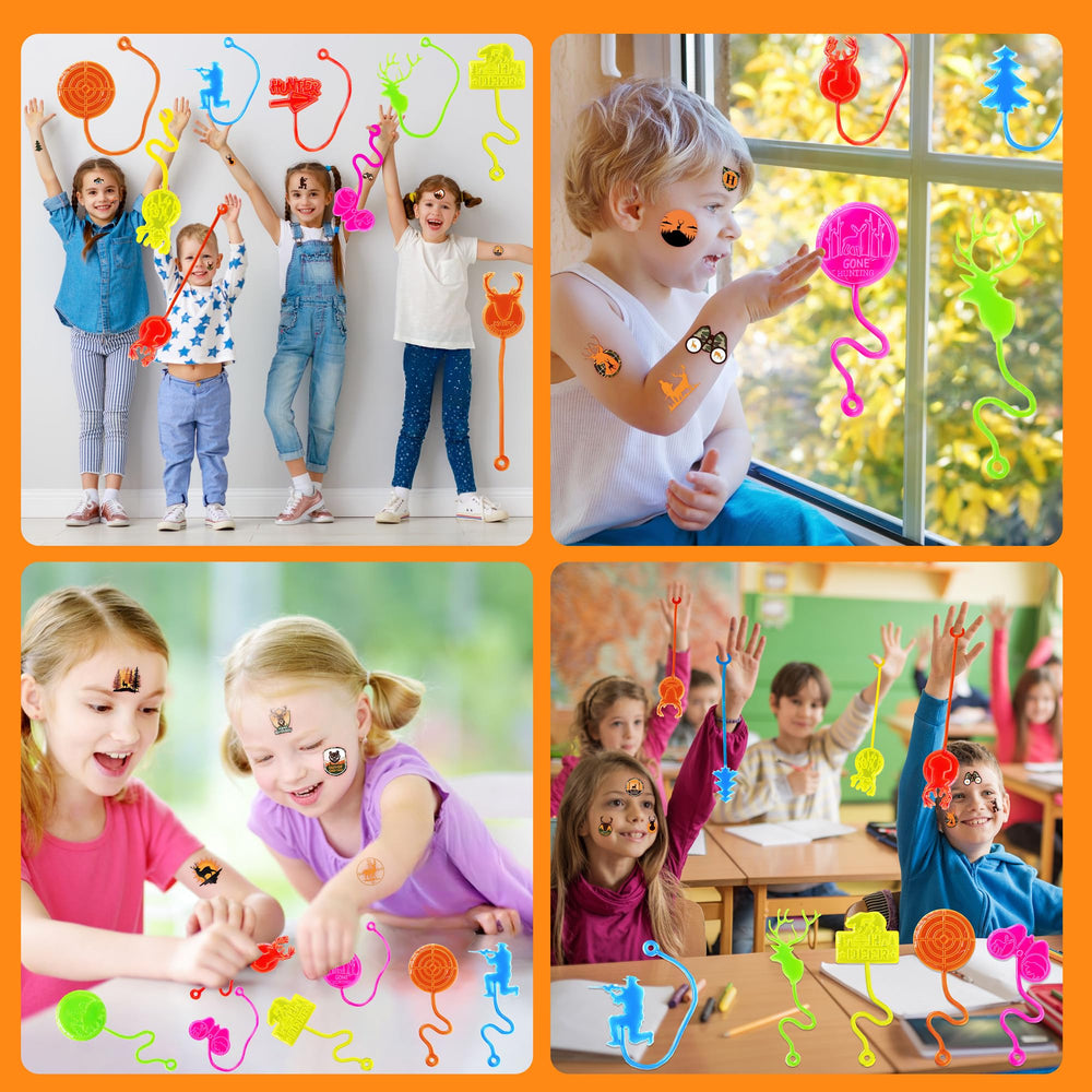 Enfants s’amusent avec gants-stick 91STICKYHAND lors d’une fête.