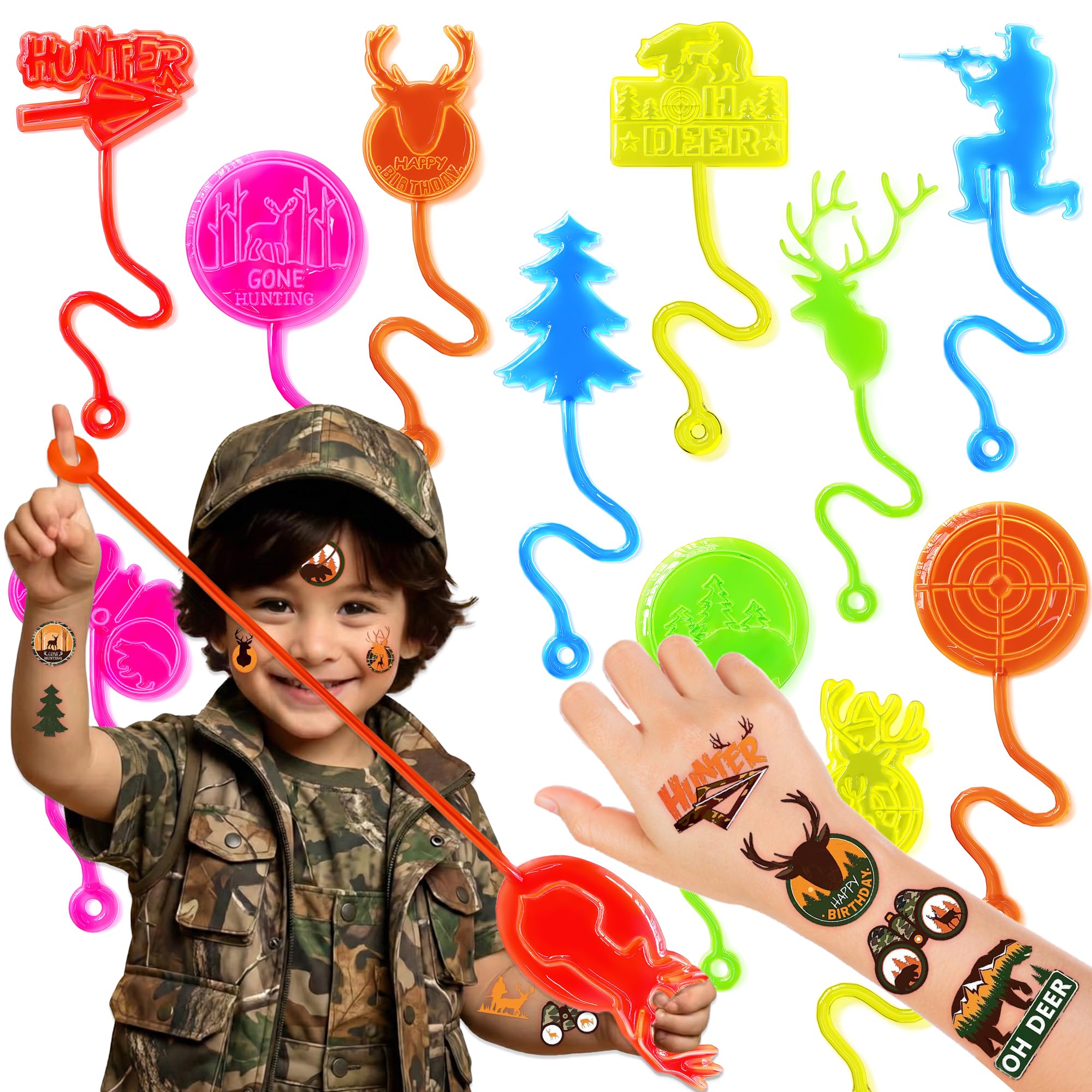 Tatouages chasse variés 91STICKYHAND pour fêtes et surprises ludiques.
