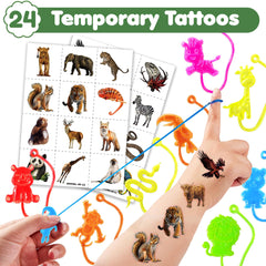 Tatouages temporaires Animal Jungle pour personnaliser les sacs et récompenses.
