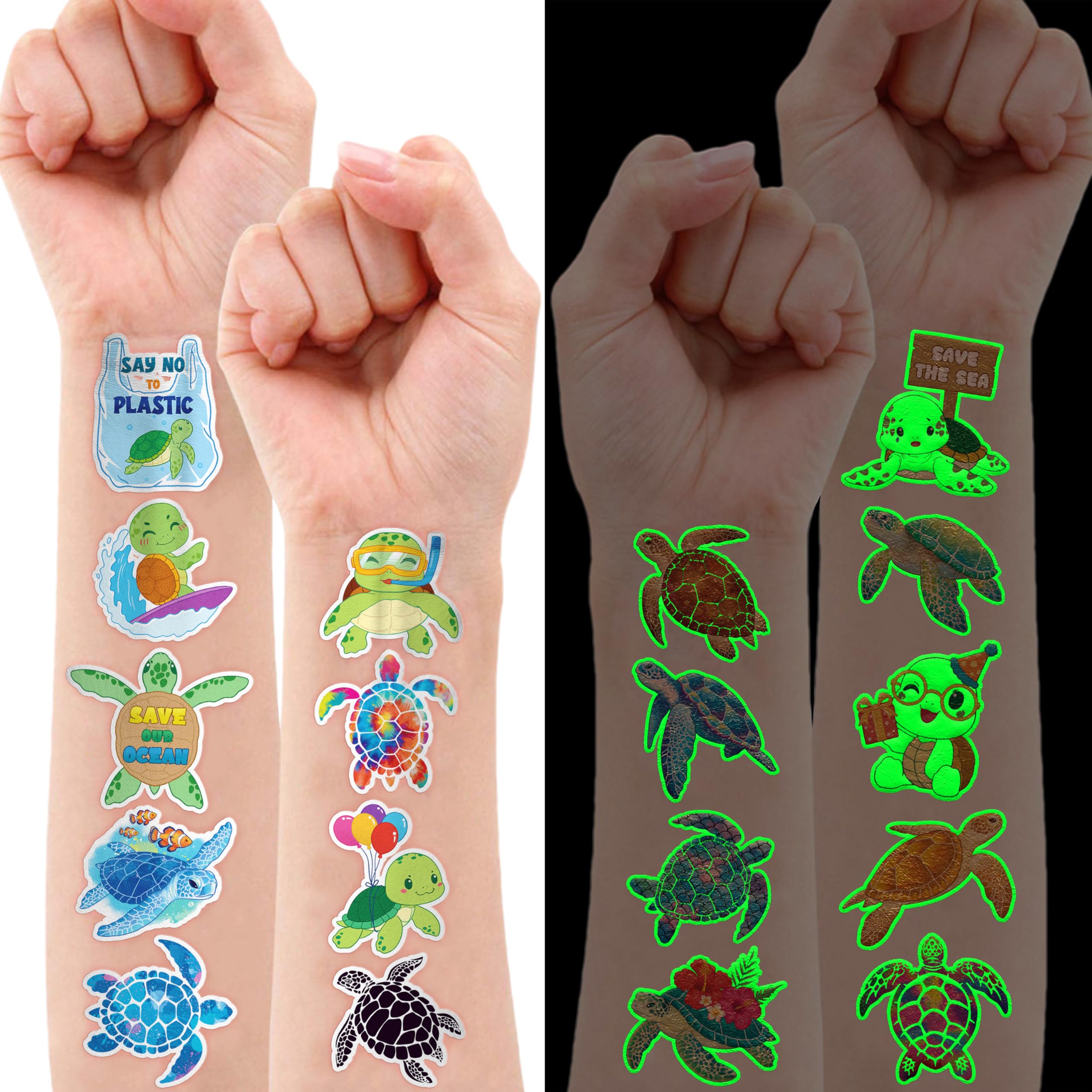 Tatouage animal marin lumineux 91TATTOOS, parfait pour activité créative.