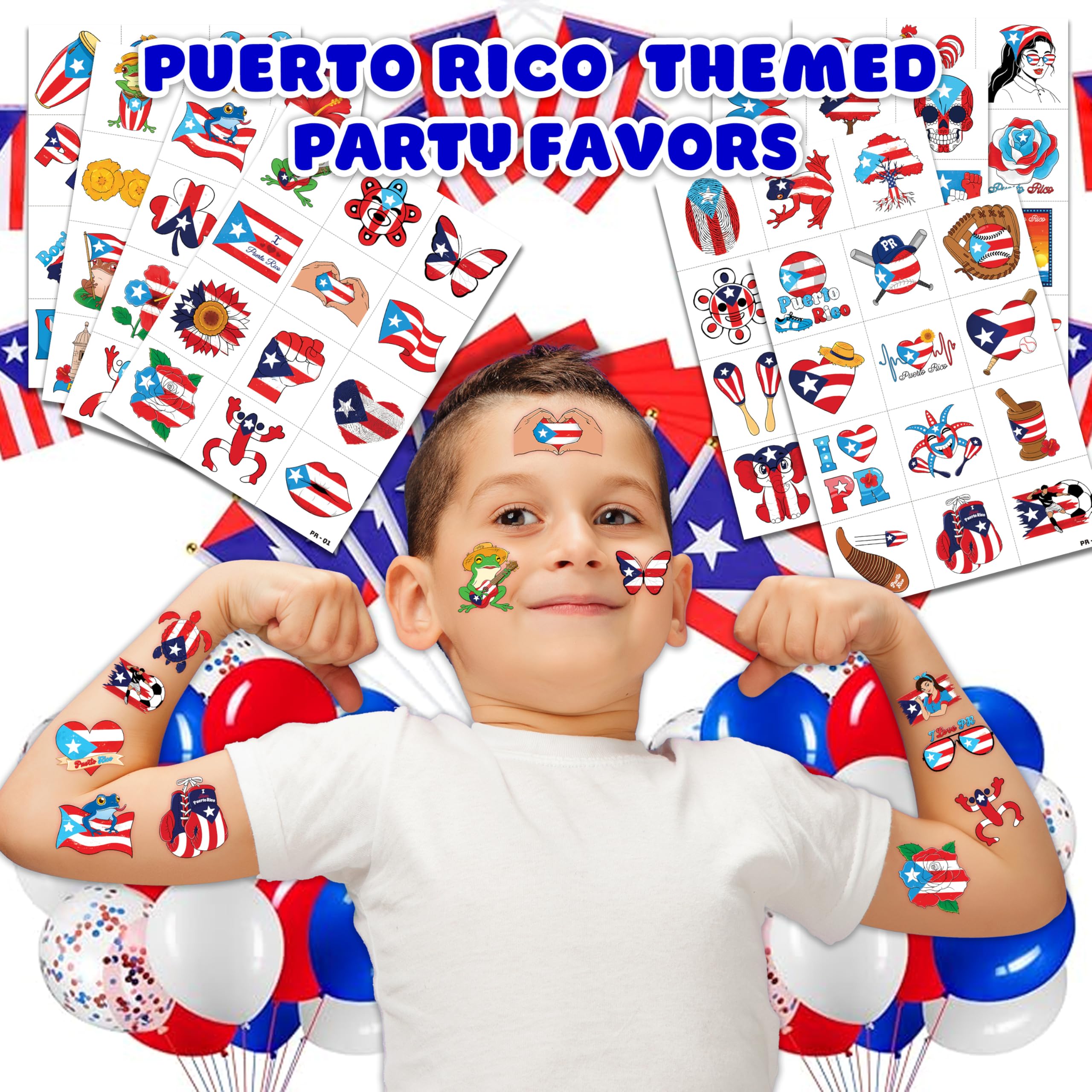 Tatouages 91TATTOOS Puerto Rico pre-coupés, motifs mignons pour anniversaires et activités créatives.