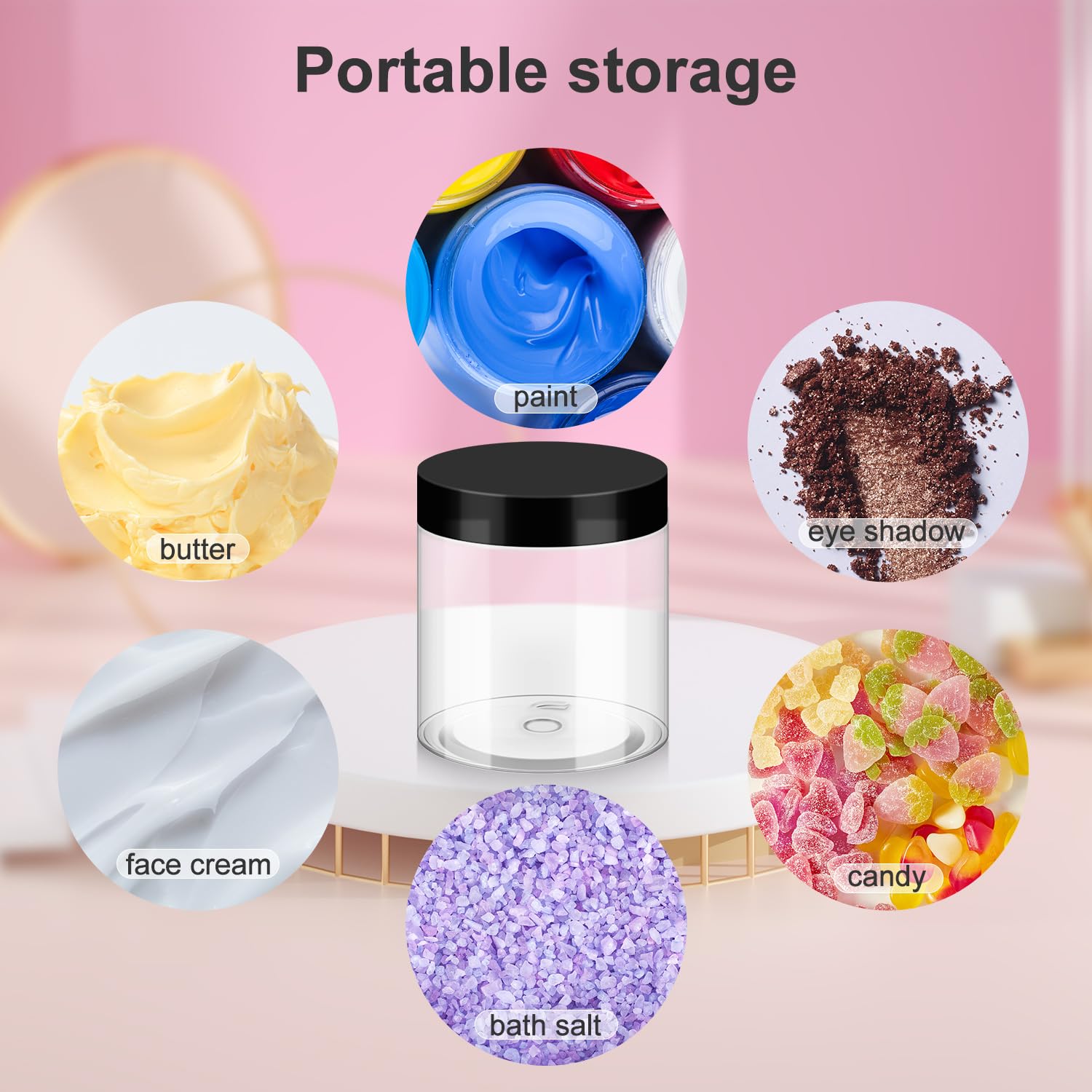 Bocaux Loretoy plastiques pour cosmétiques 8oz pratique et léger.